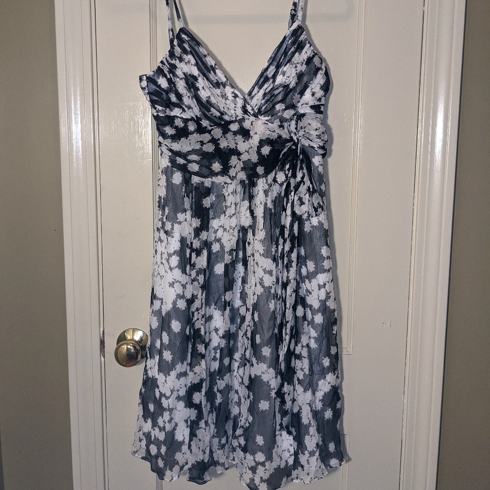 BCBG black and white patterned dress